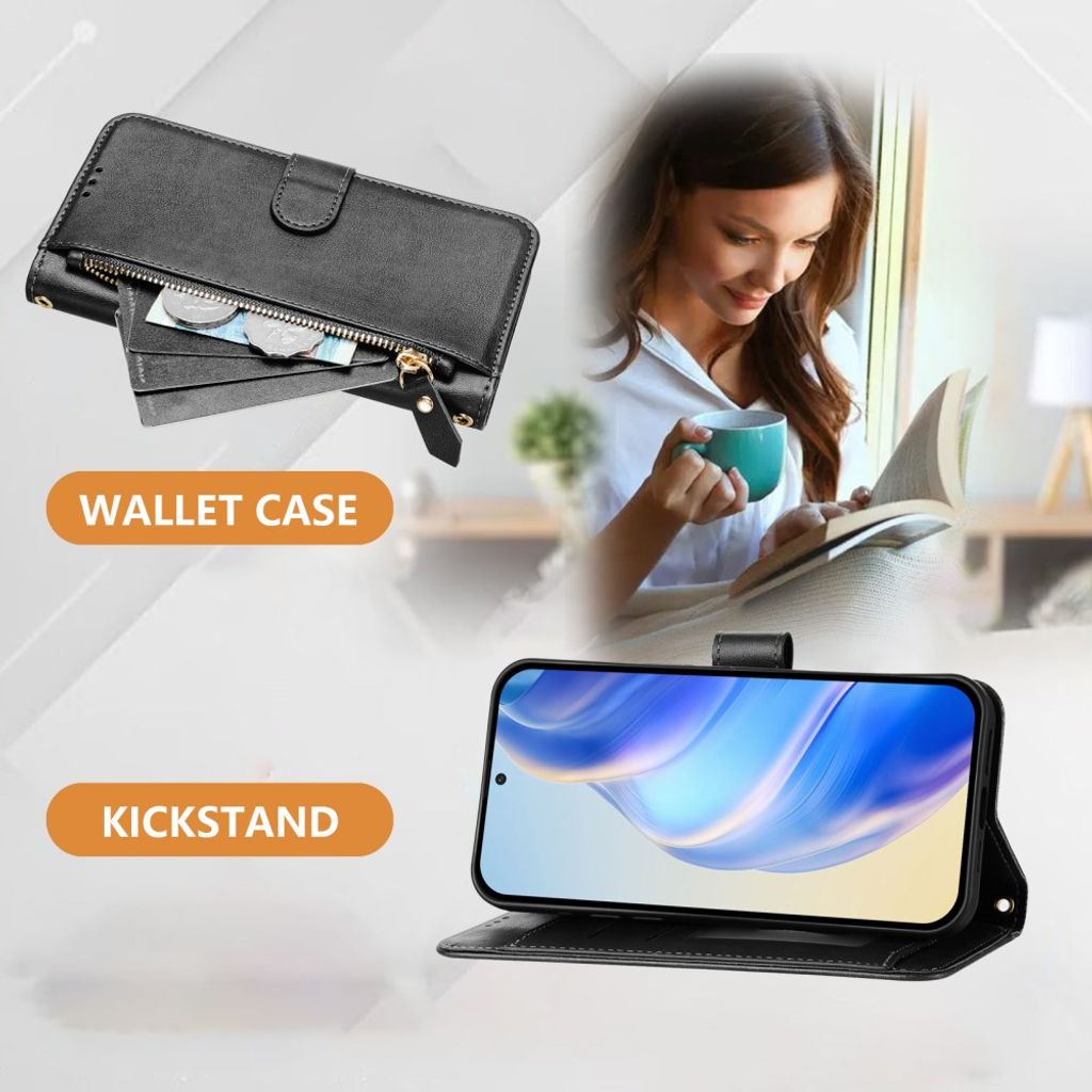 Xiaomi 17T Pro Lompakkokotelo vetoketjulla - Musta