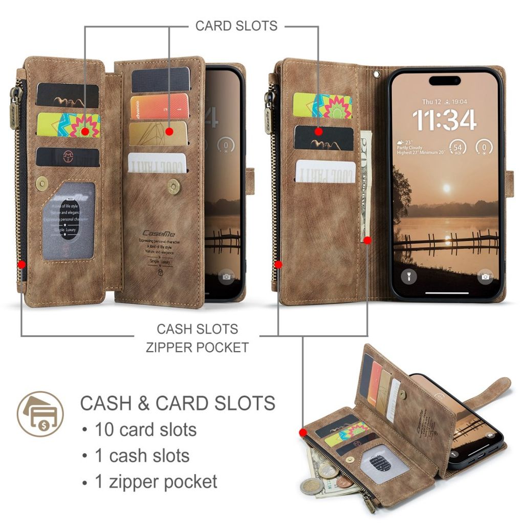 CASEME iPhone 17 Pro Max Etui med Stativ - Brun
