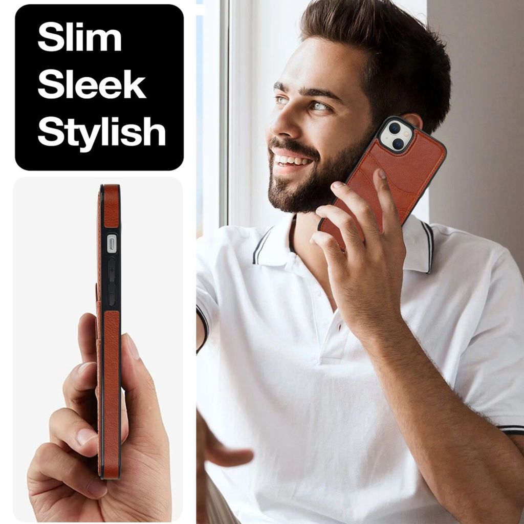 iPhone 13 mini Skal med Korthållare – Brun