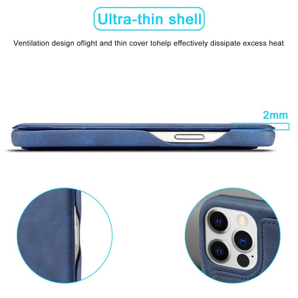 LC.IMEEKE iPhone 14 Pro Max Wallet Cover Magnetic - Blue