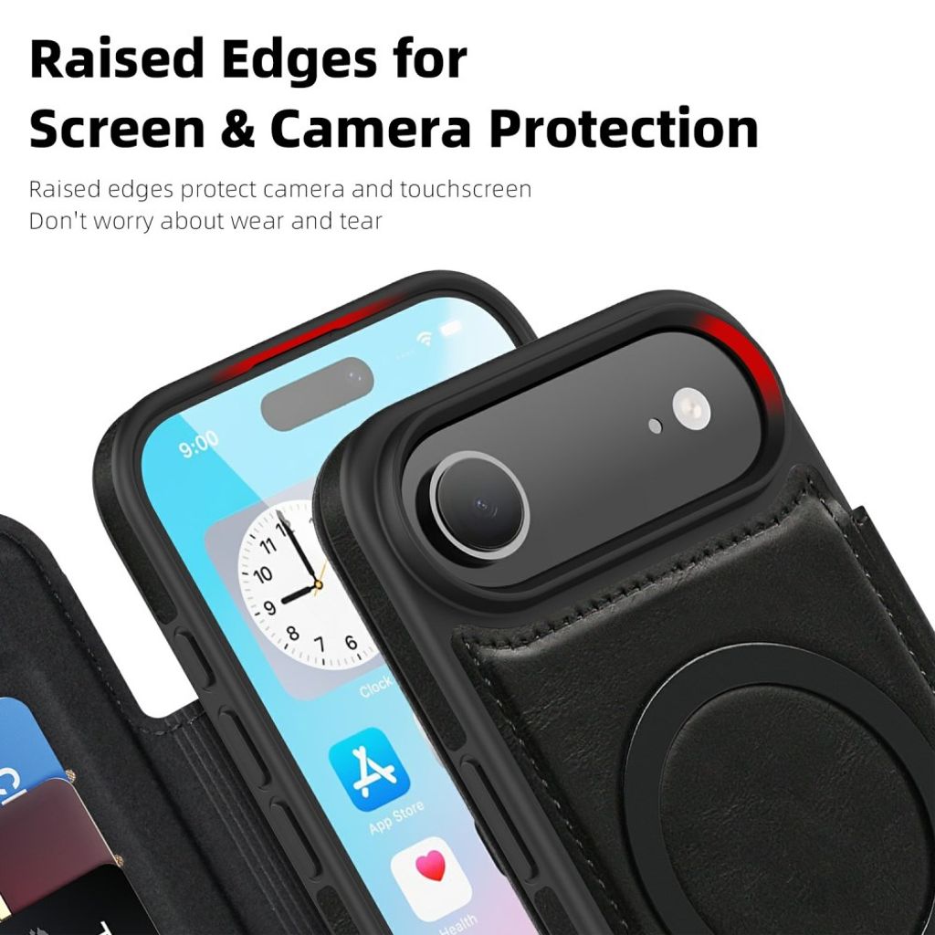 iPhone 17 Air MagSafe -kotelo korttilokerolla - musta