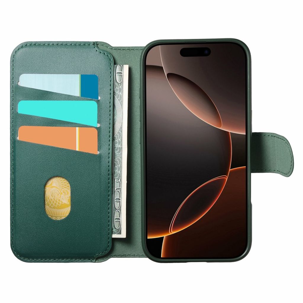 CASENEO iPhone 15 Pro MagSafe Wallet Cover Detachable Wallet - Green