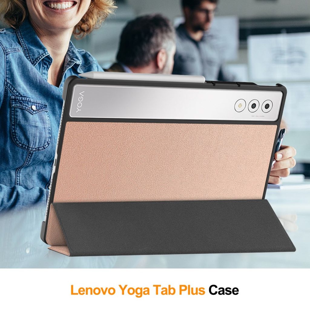Lenovo Yoga Tab Plus Kotelo, jalusta - ruusukulta