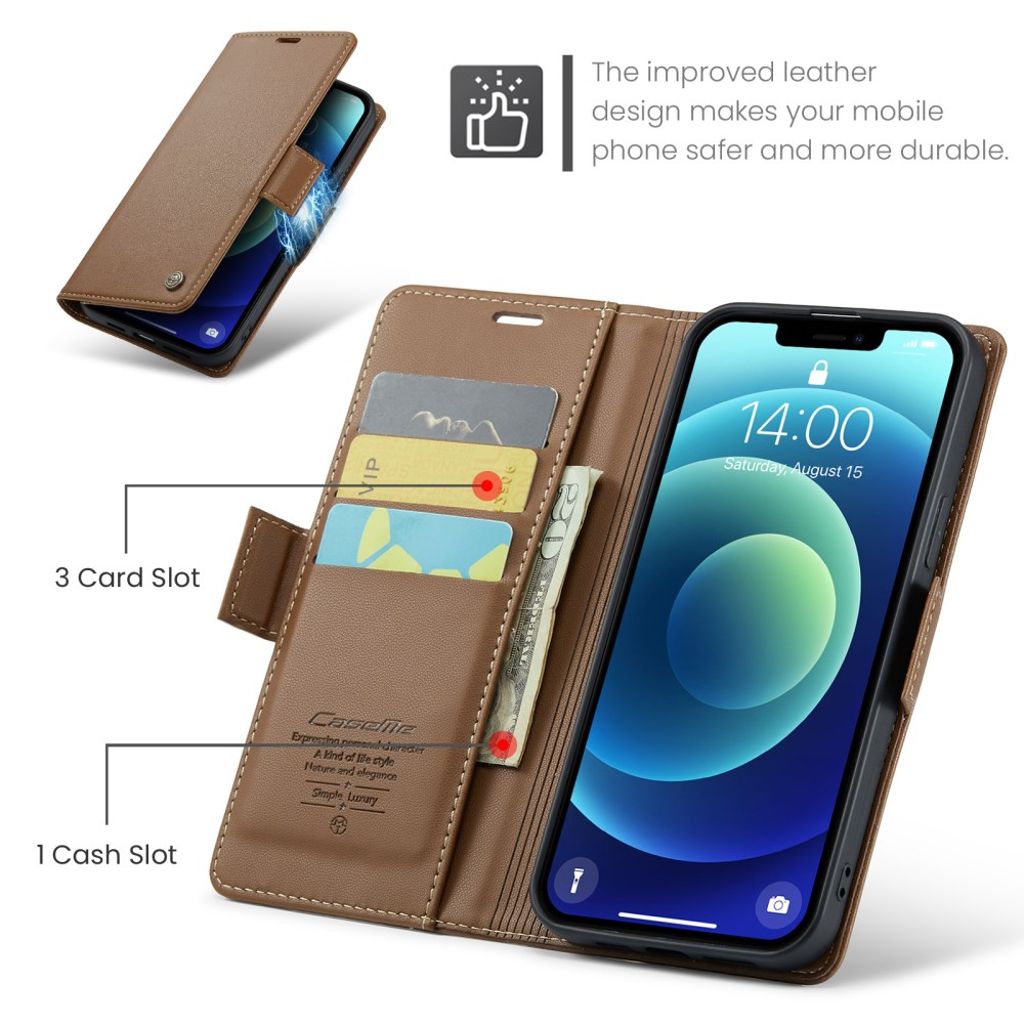 CASEME iPhone 12 / 12 Pro Etui med Kortplads - Brun