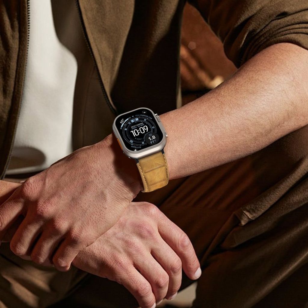 AHASTYLE DD12 Apple Watch 49 / 46 / 44 / 42mm Nahkainen kellonranneke - Tummanruskea