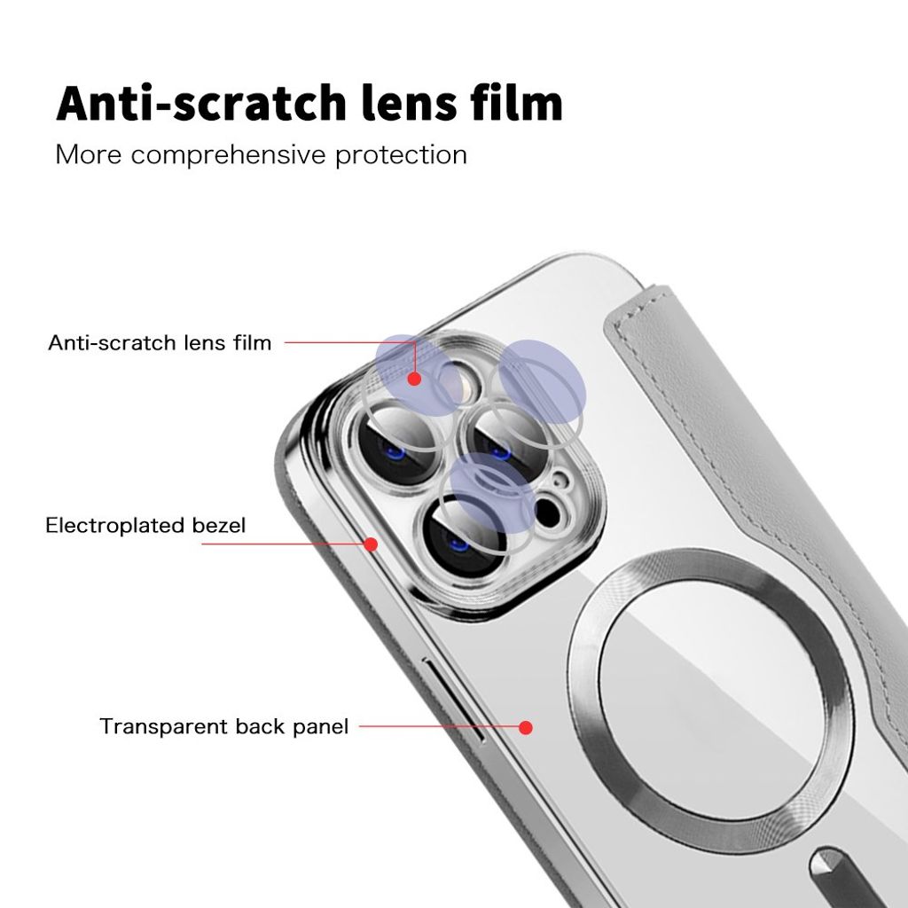 iPhone 14 Pro Max Wallet Cover MagSafe Compatible - Silver