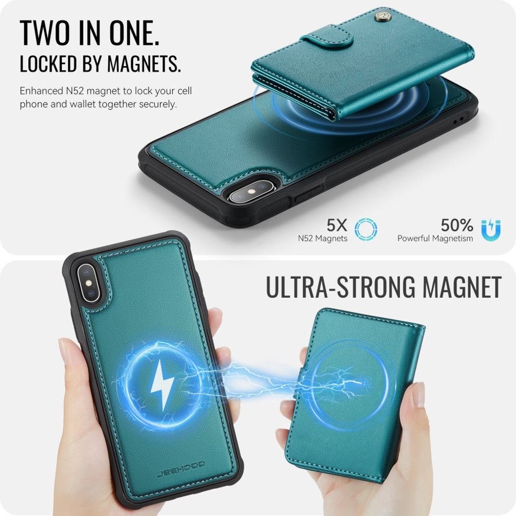 JEEHOOD iPhone XS Max Cover med RFID Kortholder og MagSafe – Grøn