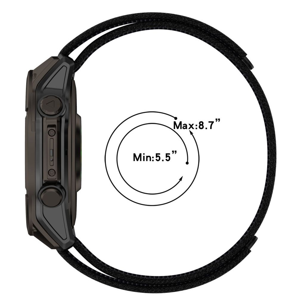 Garmin Quatix 8/Fenix 8/7X etc. Klockarmband Nylon – Grå