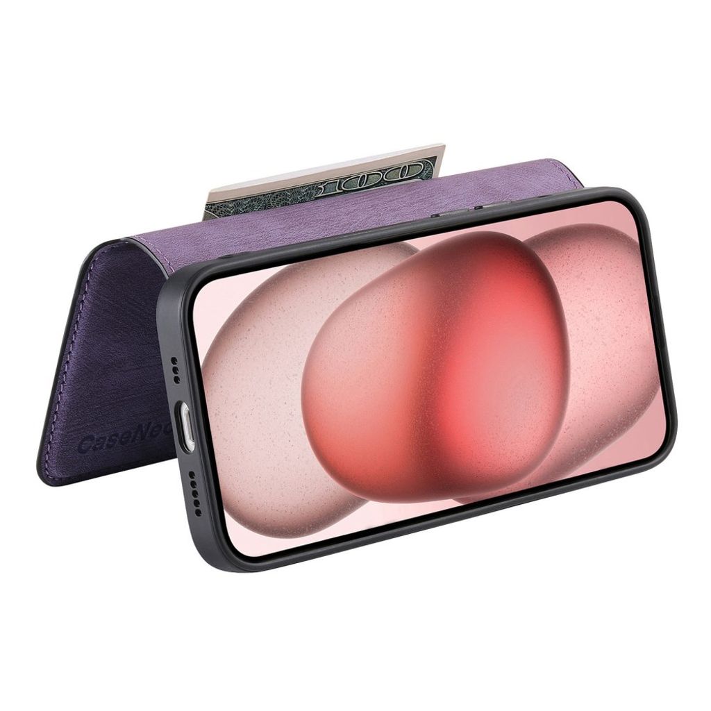 CASENEO iPhone 14 Plus Avtakbar Lommeboketui PU-lær/TPU - Lilla