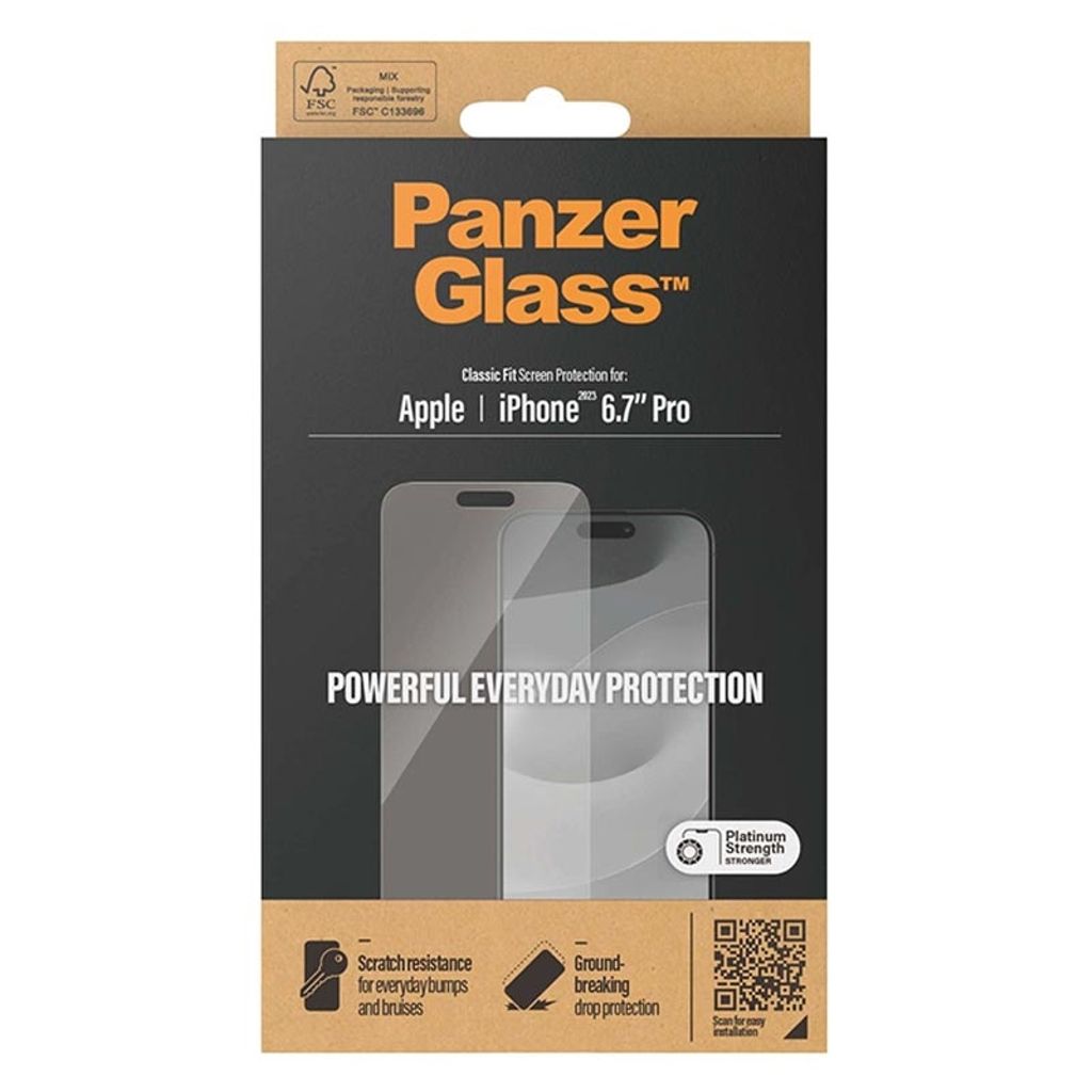 PanzerGlass iPhone 15 Pro Max Skærmbeskyttelse - Classic Fit