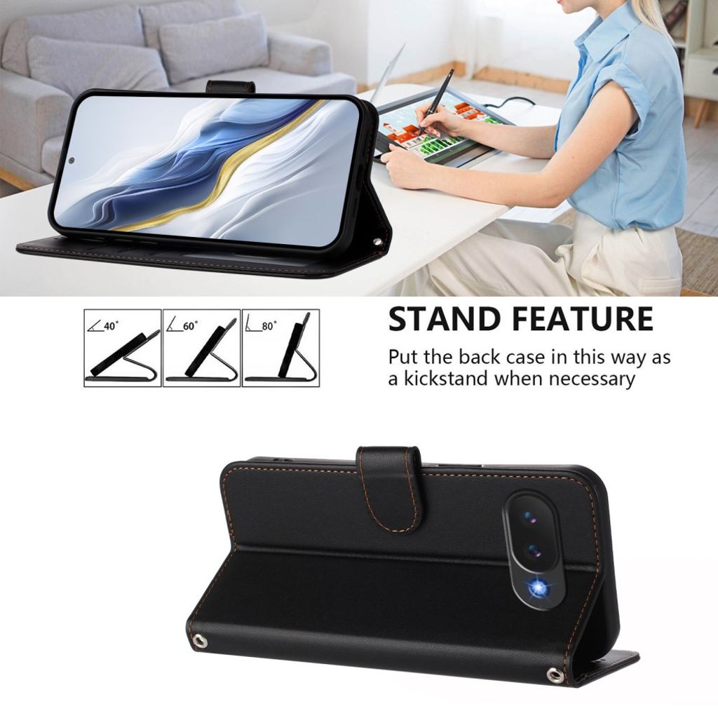 Google Pixel 10a Plånboksfodral Stativ - Svart