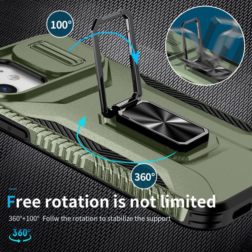 iPhone 12 / 12 Pro Skal med Stativ - Grön