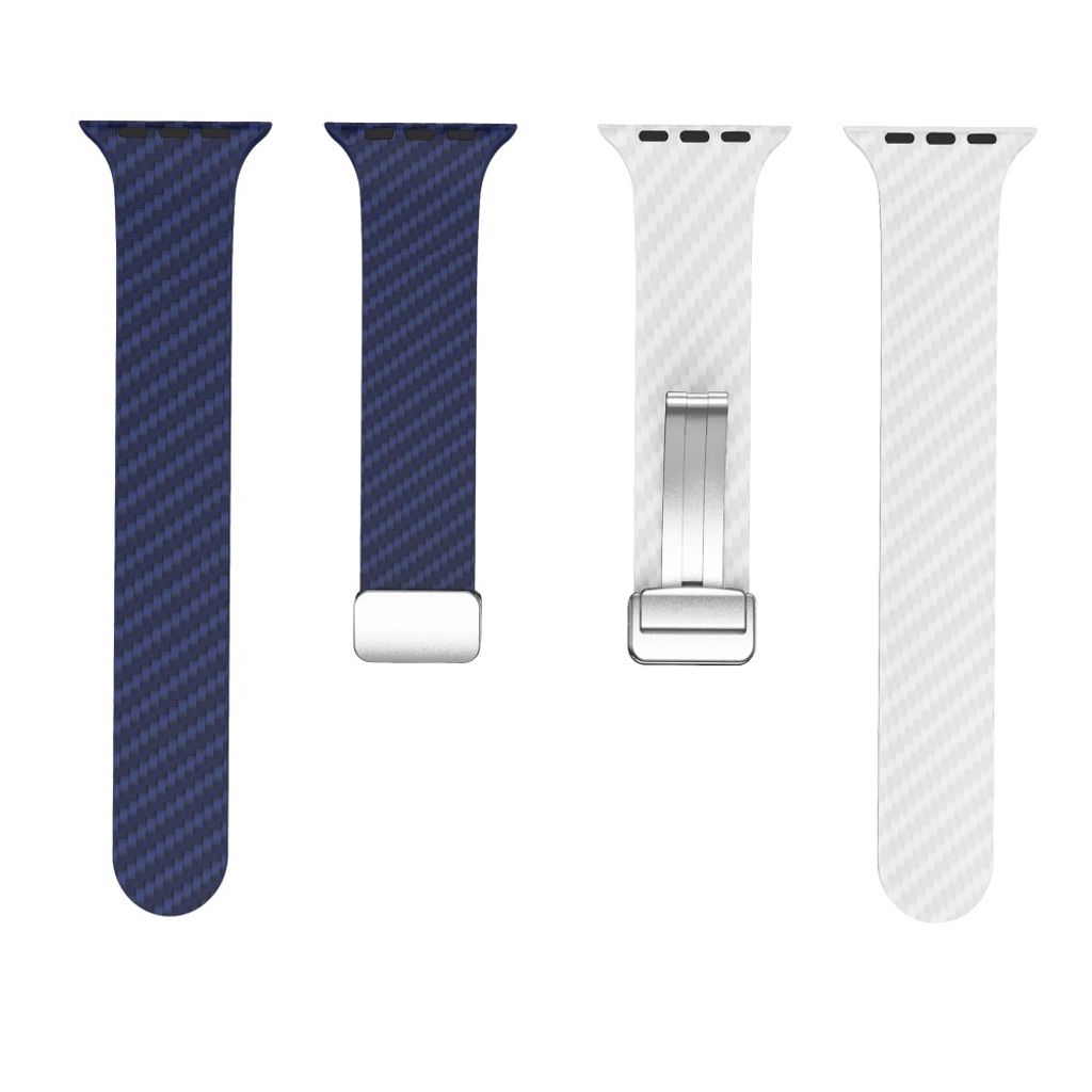 Apple Watch 42 / 41/ 40 / 38mm Klockarmband kolfibertextur - Blå/Vit