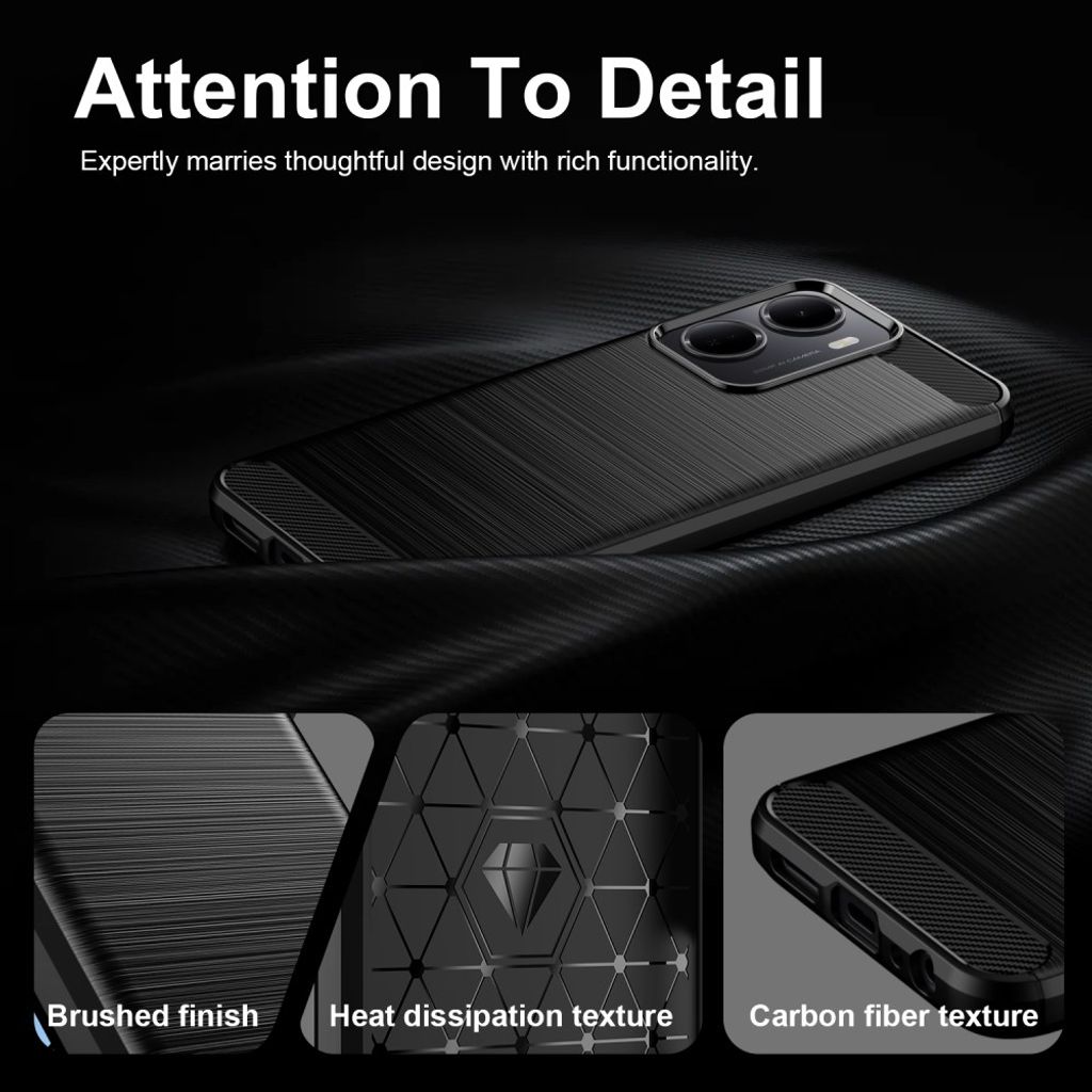 Xiaomi Poco C85x 5G/Redmi A7 Pro Skal Kolfibertextur - Svart