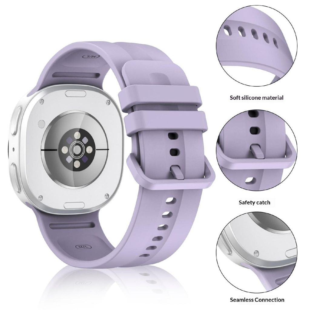 Samsung Galaxy Watch9/8/8 Classic Ensfarget silikon klokkerem L - Lys lilla