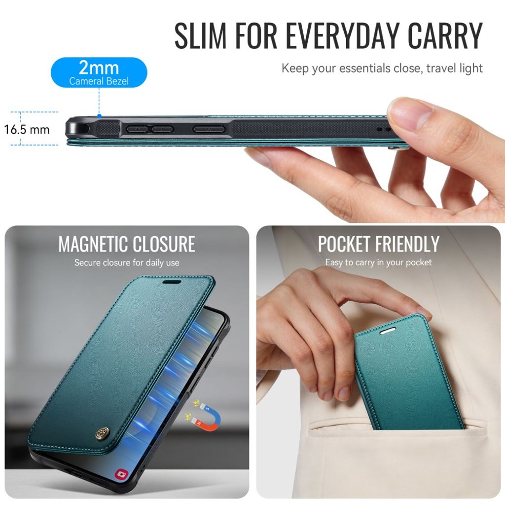 CASEME 053 Samsung Galaxy S24 FE Lommeboketui MagSafe RFID Blokkerende - Turkis