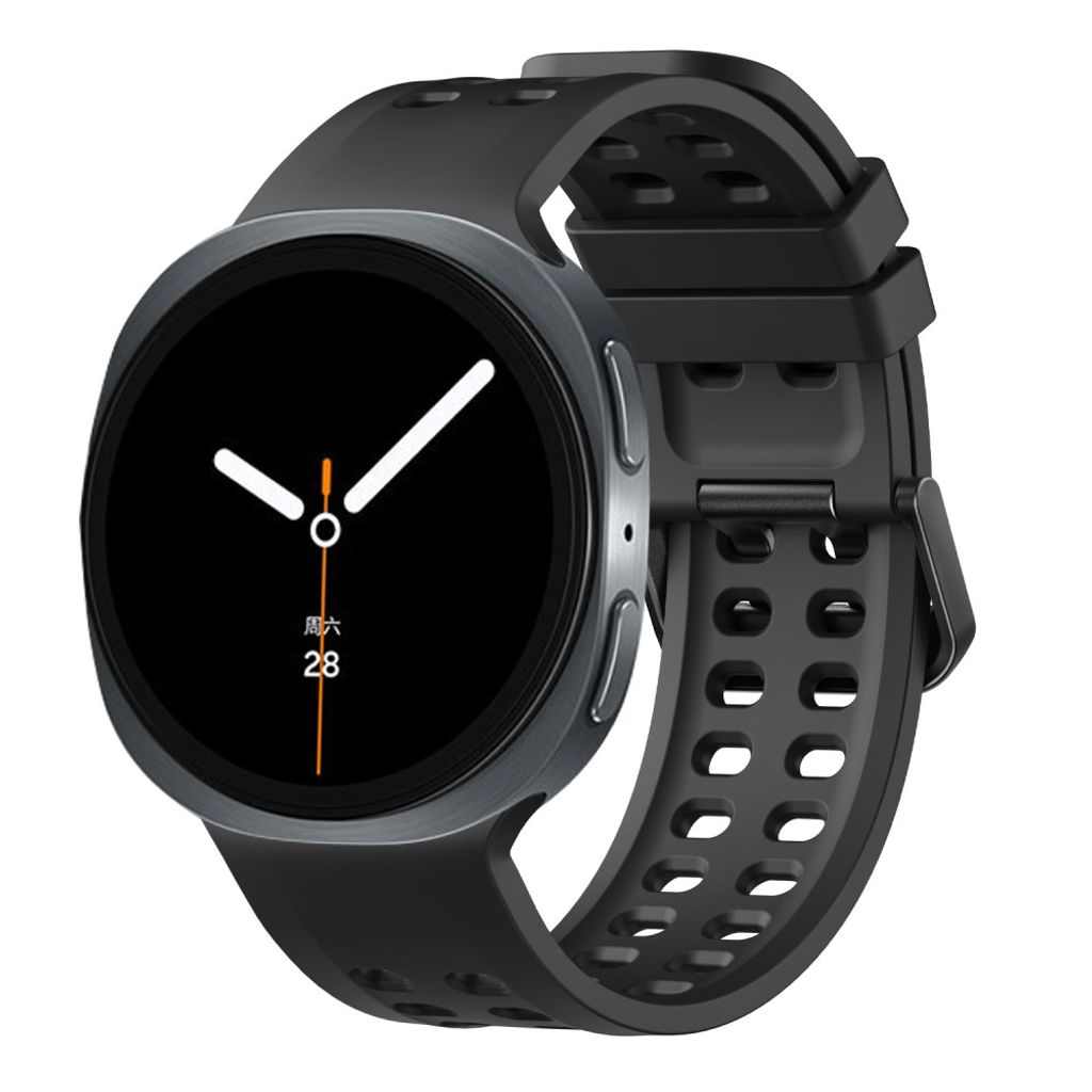 Samsung Galaxy Watch9/8/8 Classic silikon klokkerem med dobbel spenne - Svart