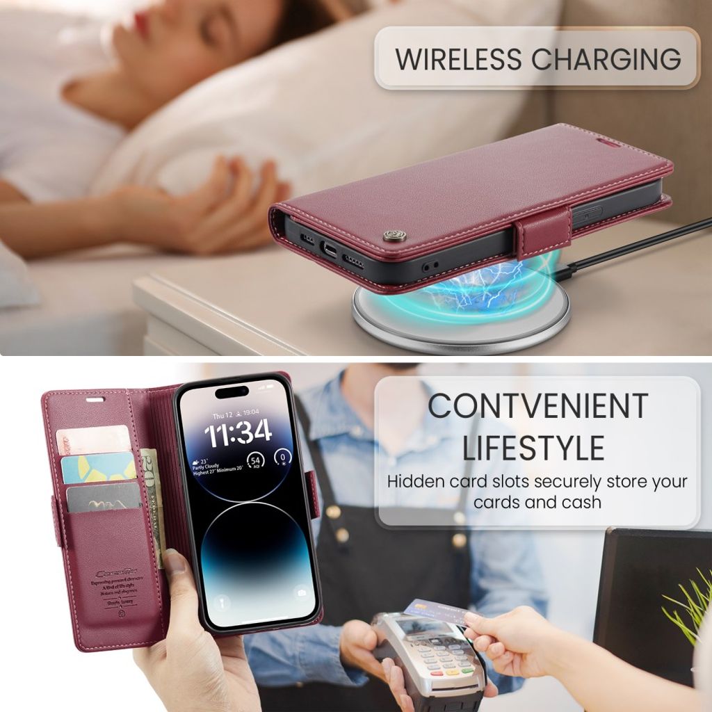 CASEME iPhone 15 Pro Max Kotelo Korttipaikka - Punainen