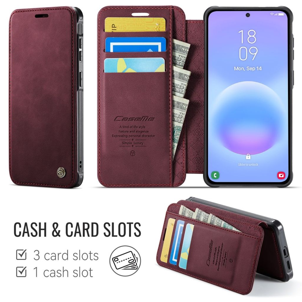 CASEME 053 Samsung Galaxy A17/A16/A26 Lompakkokotelo MagSafe RFID-estävä - Punainen