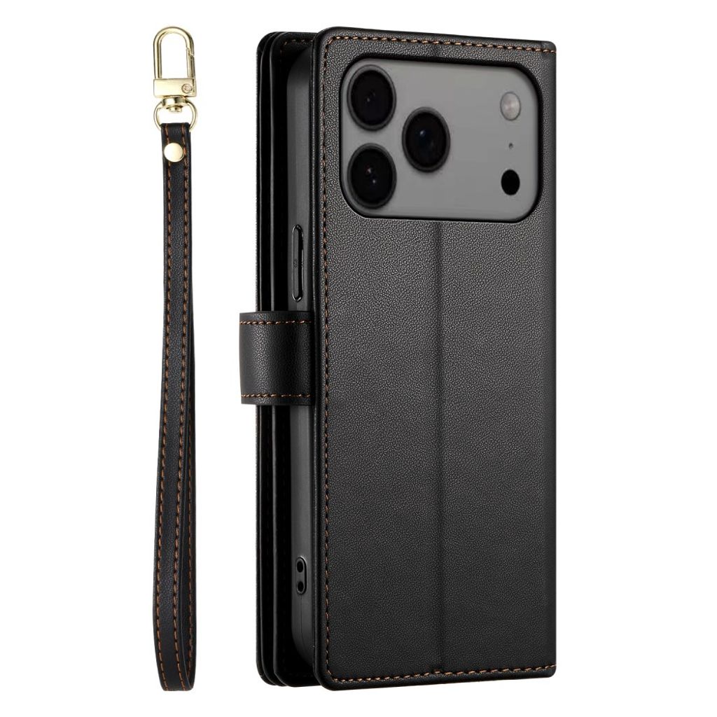 iPhone 17 Pro Max Plånboksfodral med Bärrem - Svart