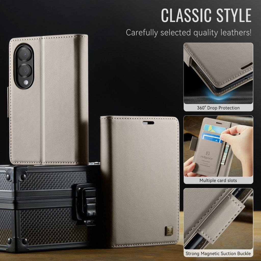 AUTSPACE Samsung Galaxy Z Fold8 Lompakkokotelo PU-nahka RFID-suojattu - Harmaa