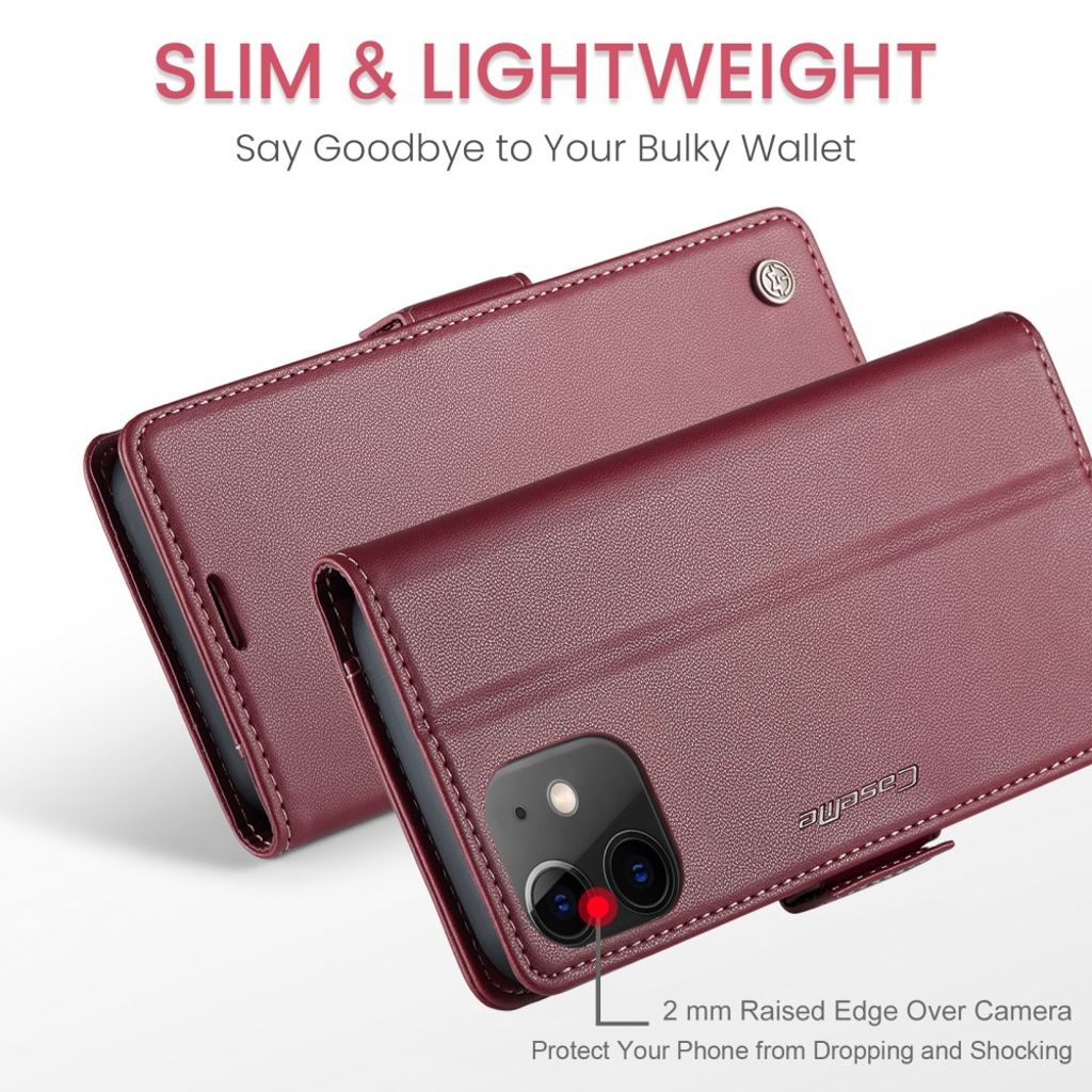 CASEME iPhone 12 Mini Wallet Cover with Stand - Red