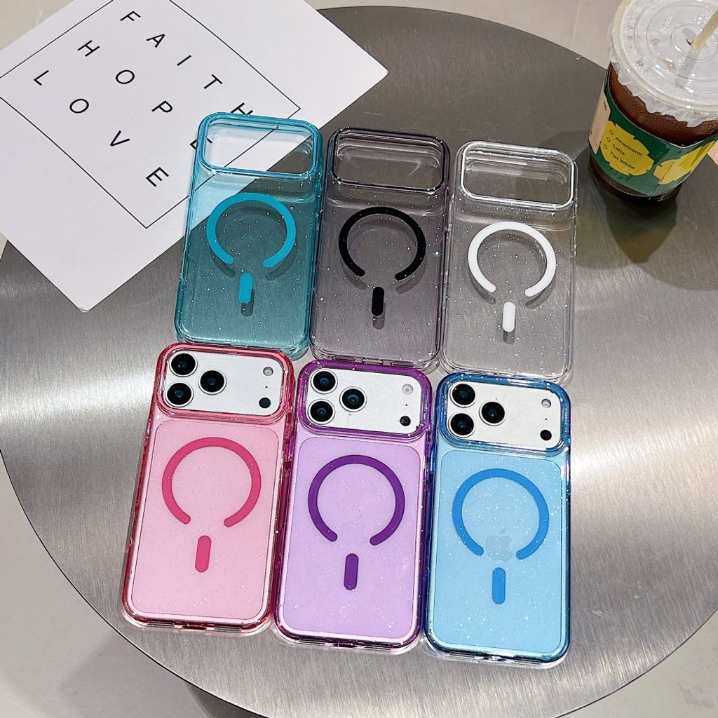 Glitter iPhone 18 Pro Max/17 Pro Max MagSafe-deksel – Rosa