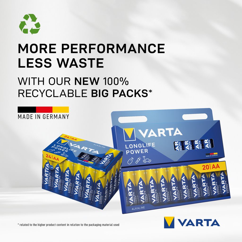 Varta Longlife Power 12-pack AA-batteri LR06 + 12-pack AAA-batteri LR3