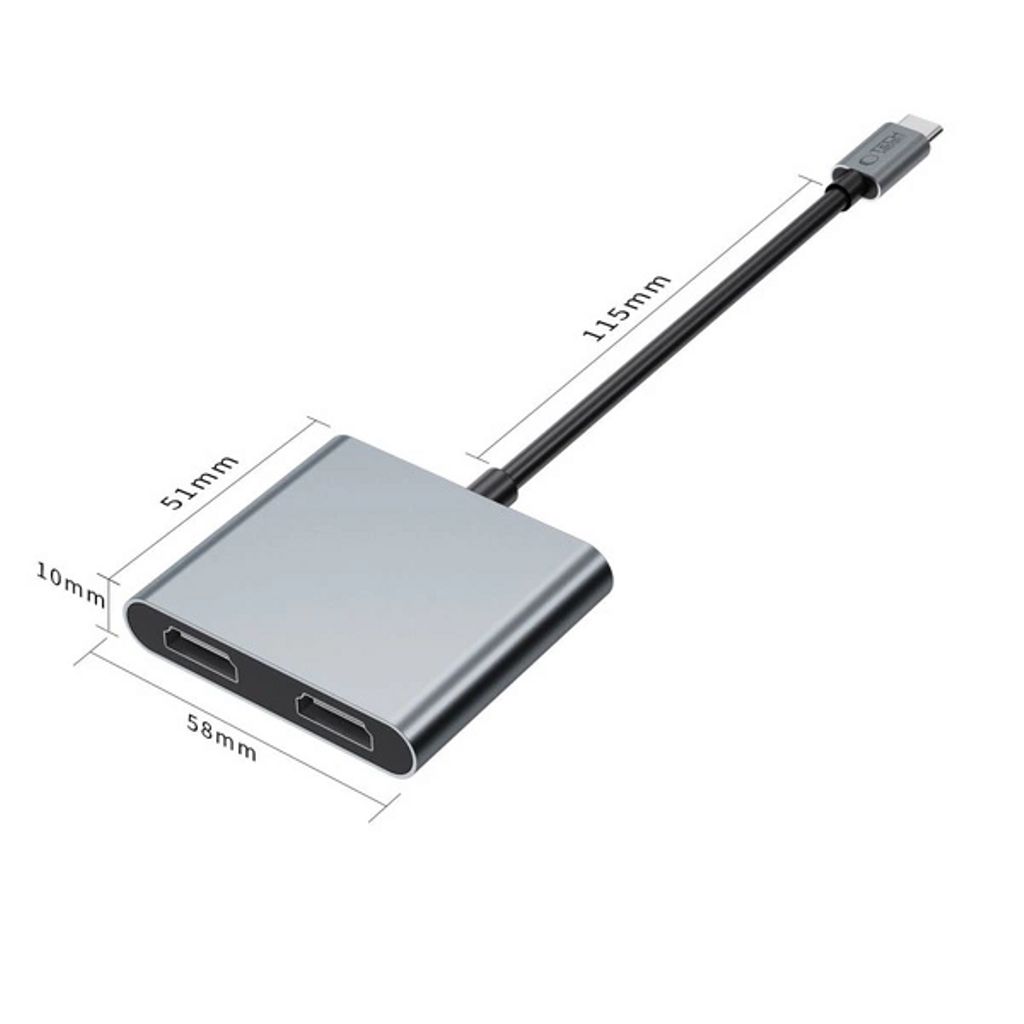 Tech-Protect HB08 4-i-1 USB-C-adapter till USB-C/USB-A/ x HDMI 4K 60Hz
