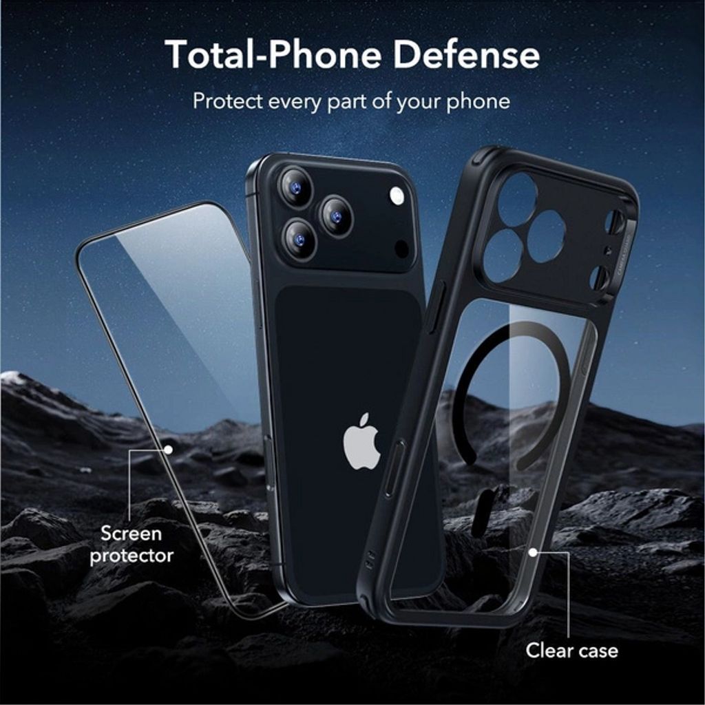 ESR Classic Hybrid MagSafe Set Case & Screen Protector for iPhone 17 Pro - Clear Black