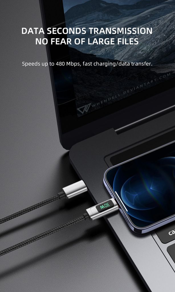 NEXTBATT USB-C til Lightning-kabel 30W, 3A, 1m - Sort