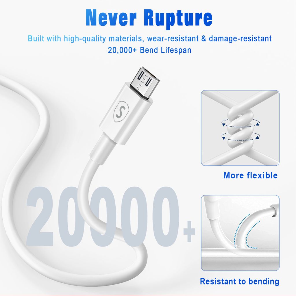 SiGN Samsung Galaxy S6, S7 micro-USB-kaapeli 5V, 2.1A, 1.2m - Valkoinen