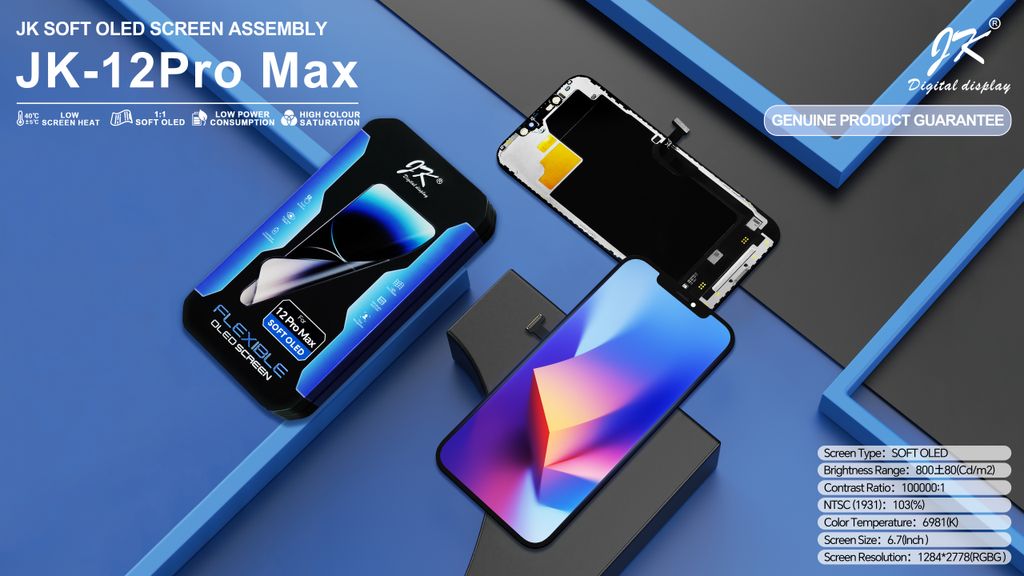 iPhone 12 Pro Max Soft OLED Screen Assembly – JK Premium