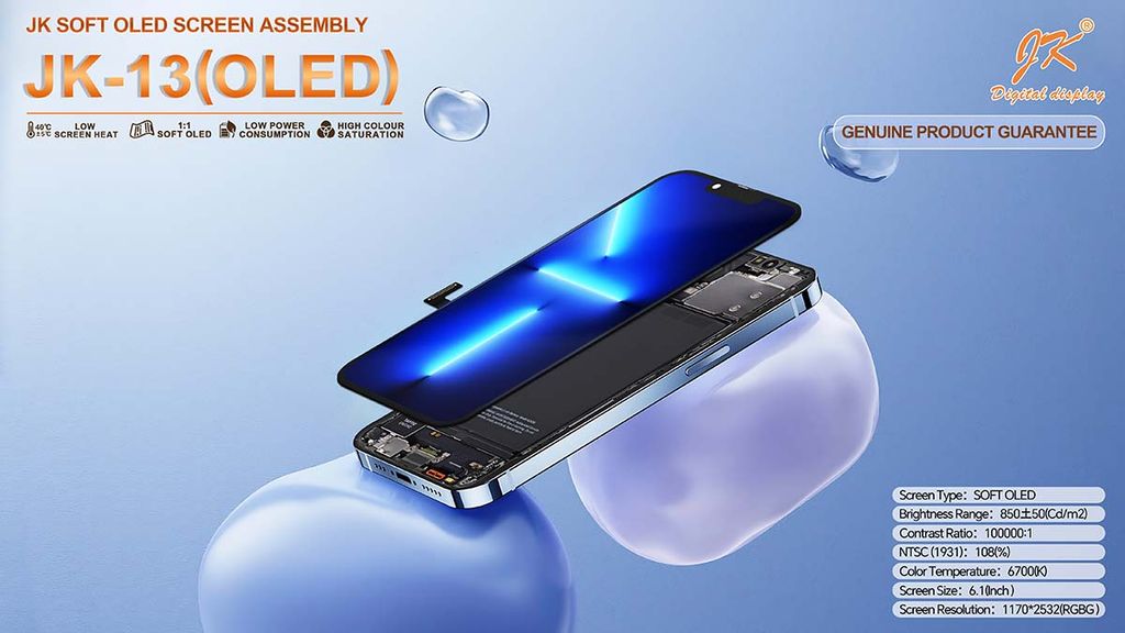 iPhone 13 Soft OLED Screen Assembly – JK Premium