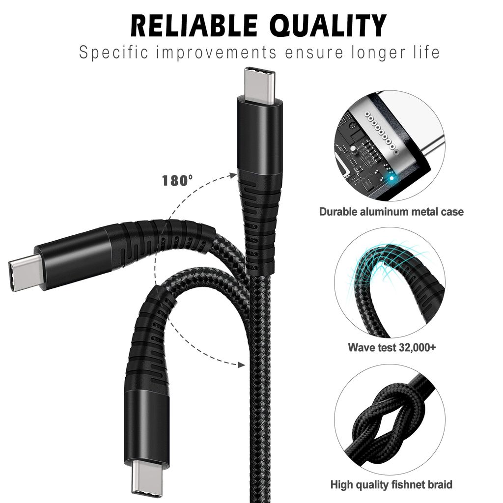 SiGN 2-in-1 USB-C -kaapeli 2 x USB-C 60W, 1,2 m – musta