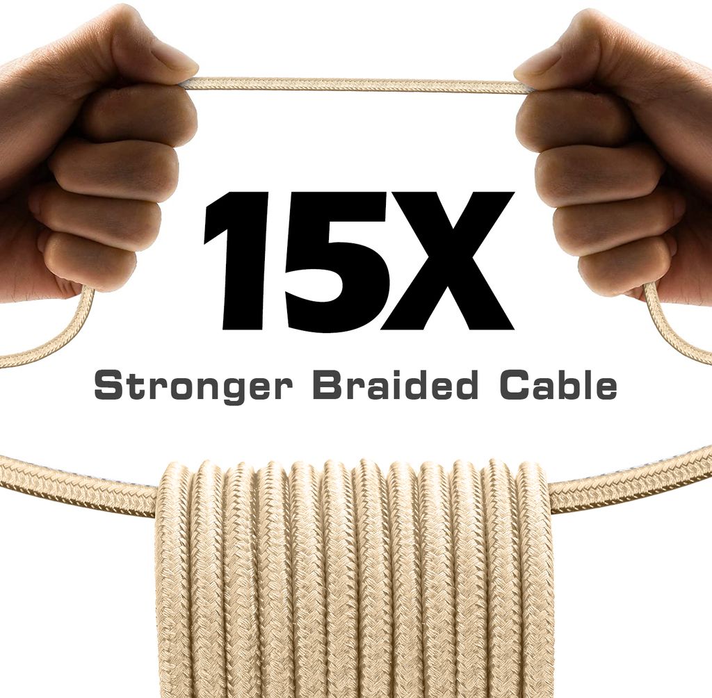 SiGN USB-kaapeli Lightning 2,4A:lla, iPhonelle ja iPadille, 1m - Kulta/Nylon