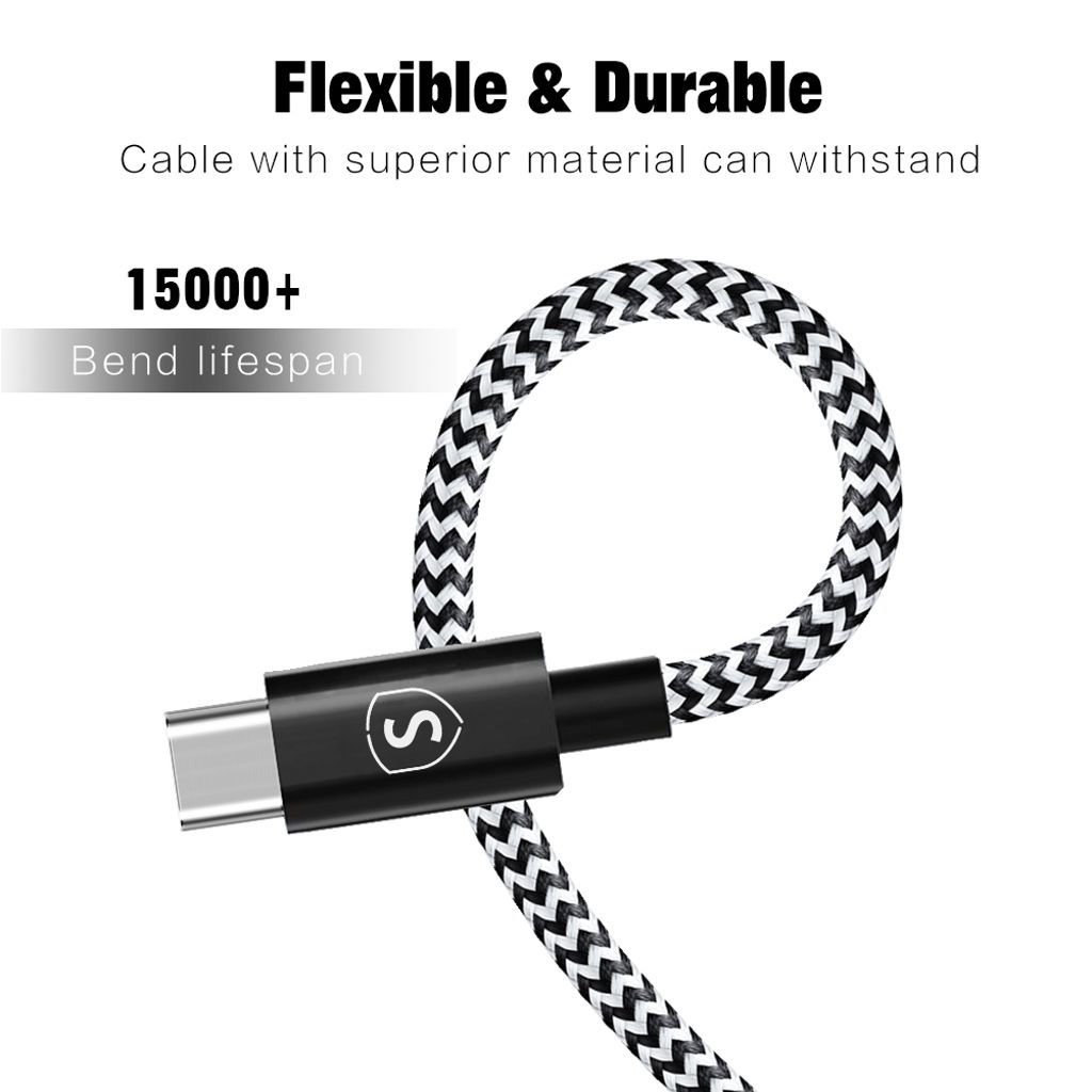 SiGN Skin USB-C Kabel 2.1A,1.5m - Svart/Vit