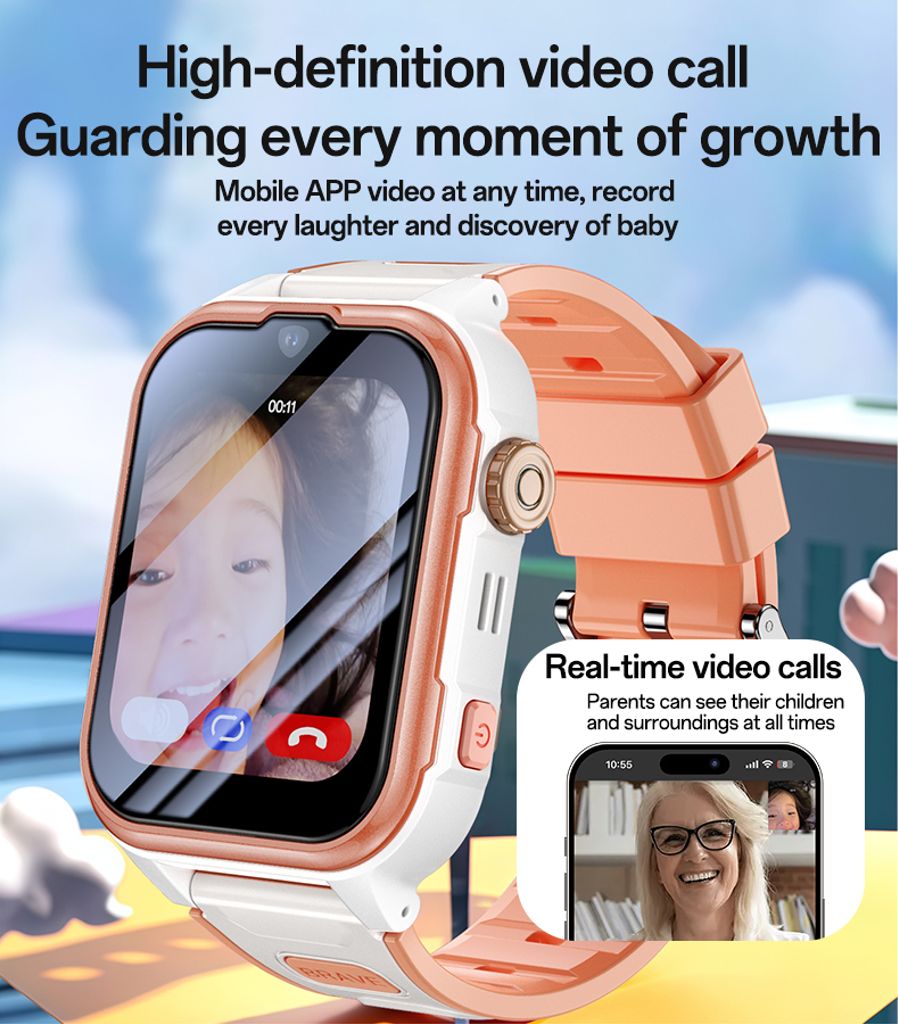 Yesido Børne Smartwatch 4G GPS Tracking / Videoopkald / SOS - Blå