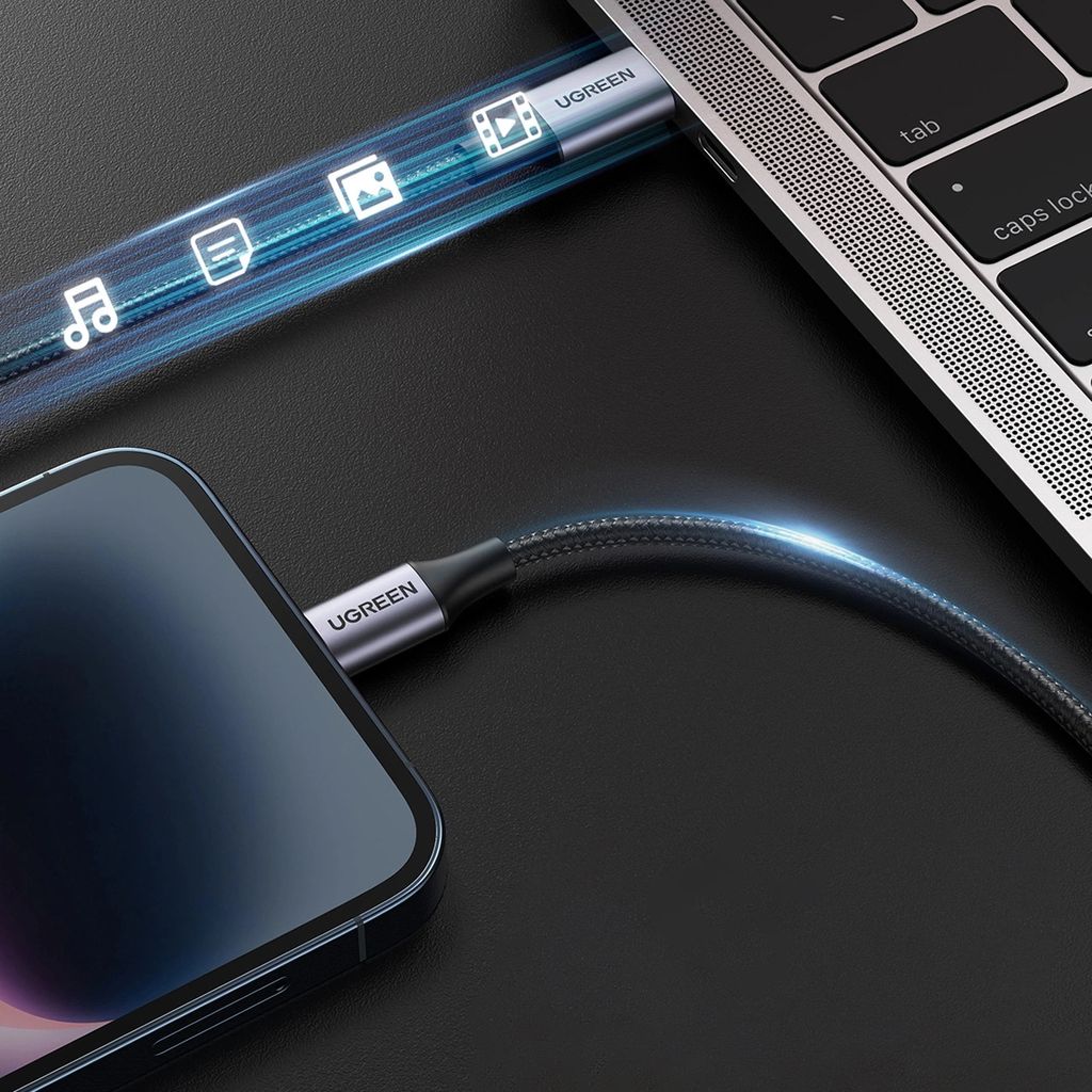 Ugreen Lightning til USB-C 2.0 MFI-kabel, 1,5 m - Grå