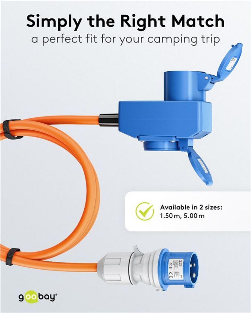 Goobay CEE-adapterkabel, CEE-plugg til 90° CEE-kontakt/sikkerhetskontakt