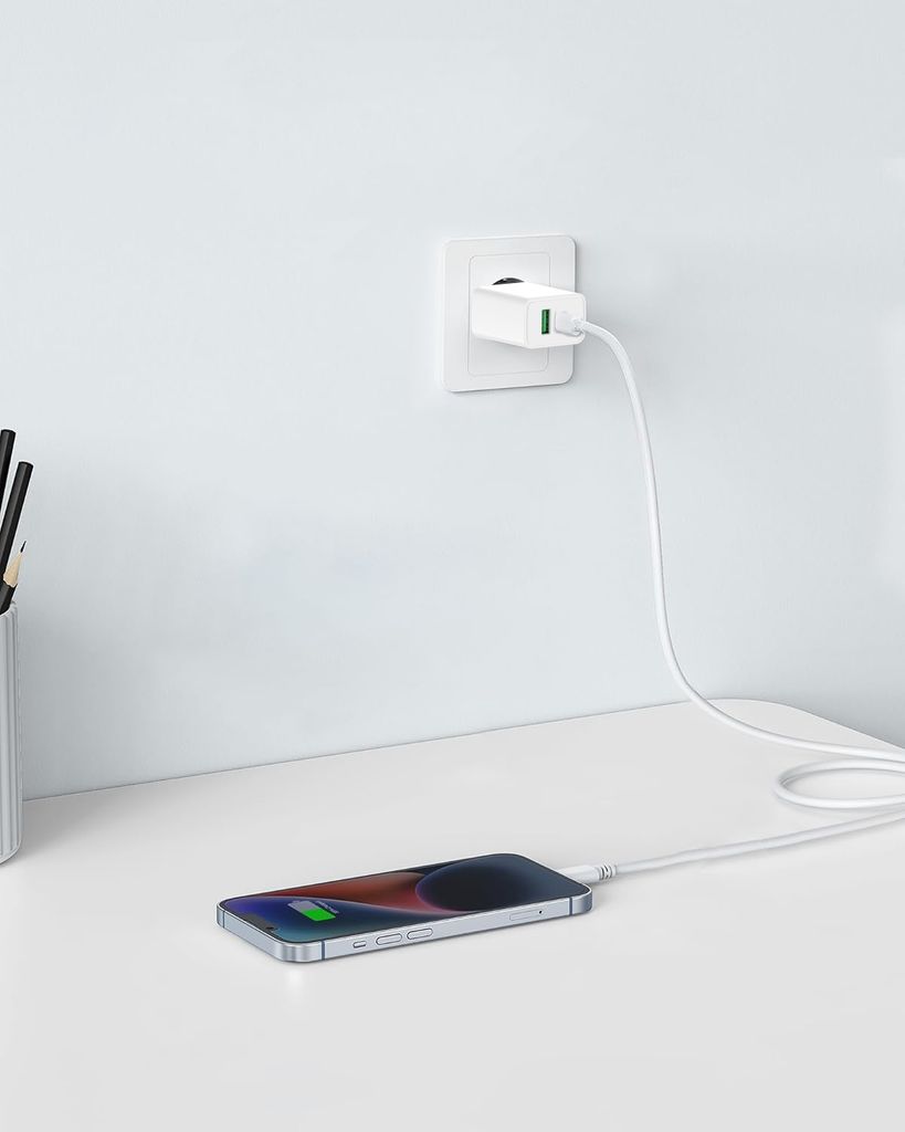 SiGN Hurtiglader USB og USB-C, PD og Q.C3.0, 3.5A, 20W - Hvit