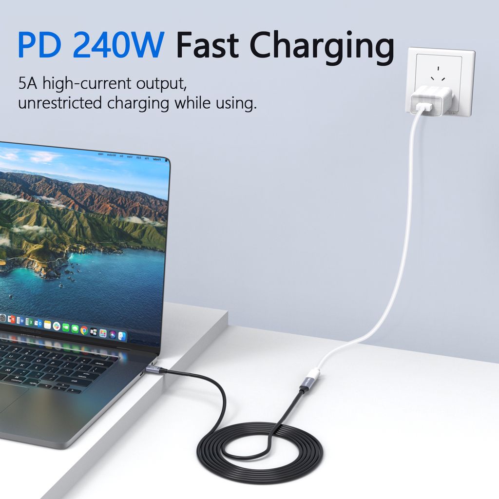 Nextbatt USB-C forlengelseskabel hann til hunn 2m – svart