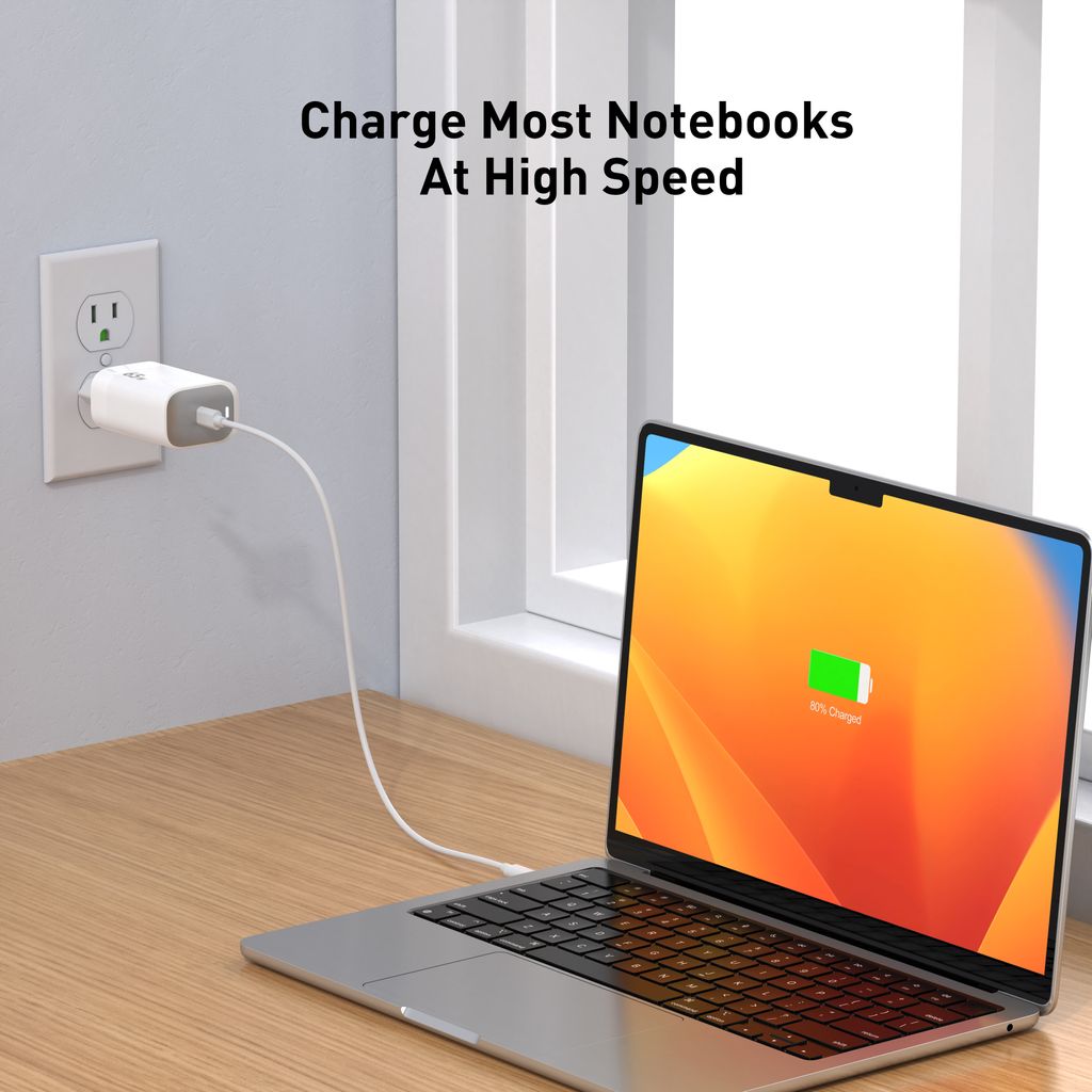SiGN 65W Laddare, USB-C PD, Snabbladdning, MacBook Air, iPhone m.fl. - Vit