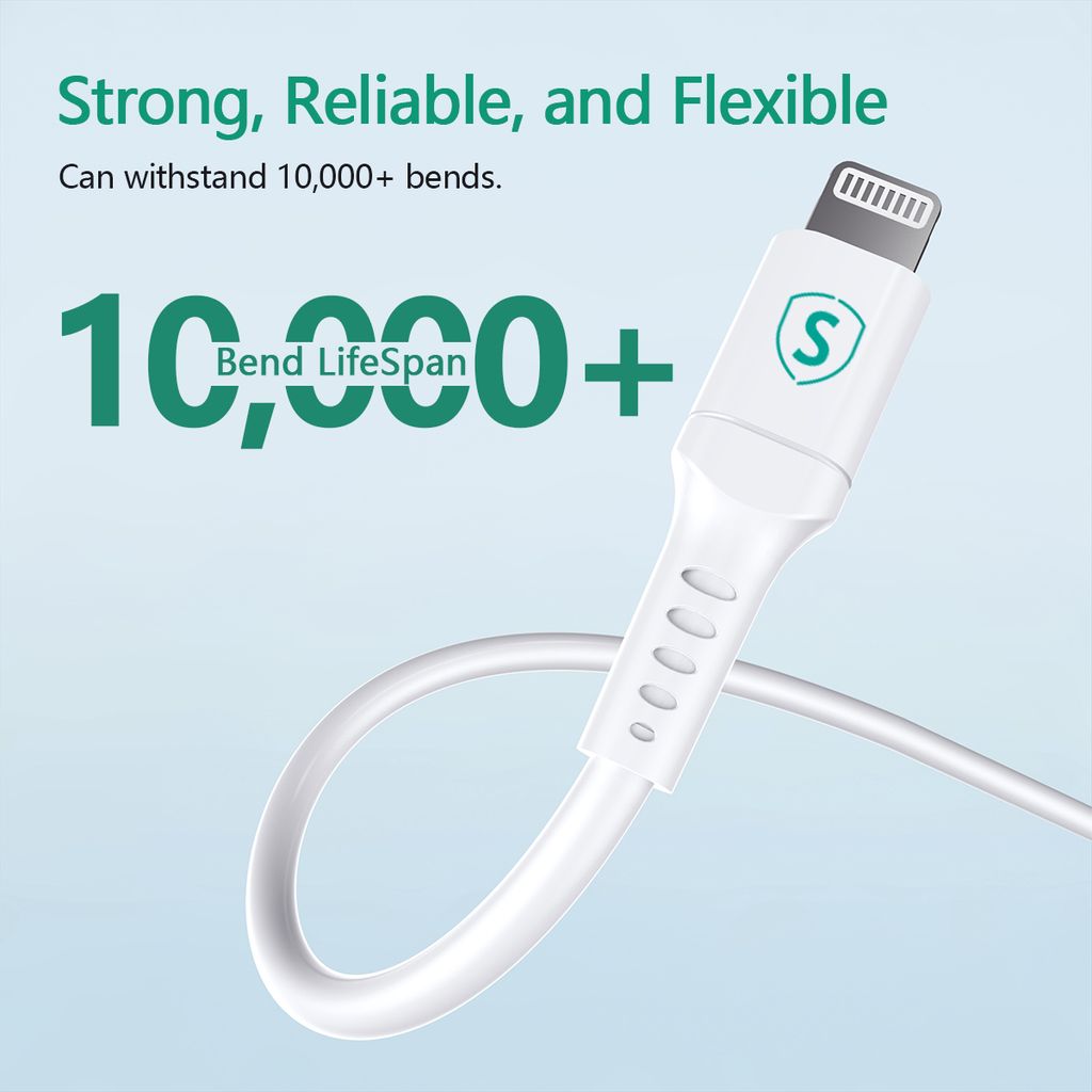 SiGN USB-A / Lightning -kaapeli, 2.4A, 12W, 2m - Valkoinen