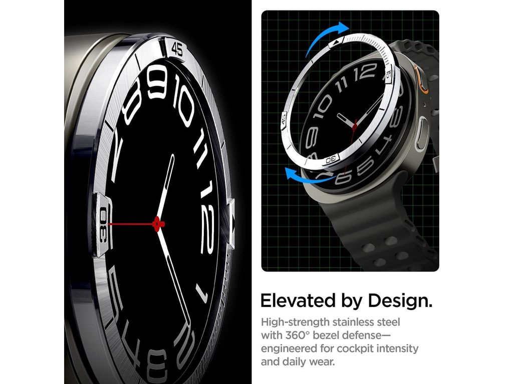 Spigen Tune Pilot Bezel Rammedeksel til Galaxy Watch 9/8 44 mm - sølv