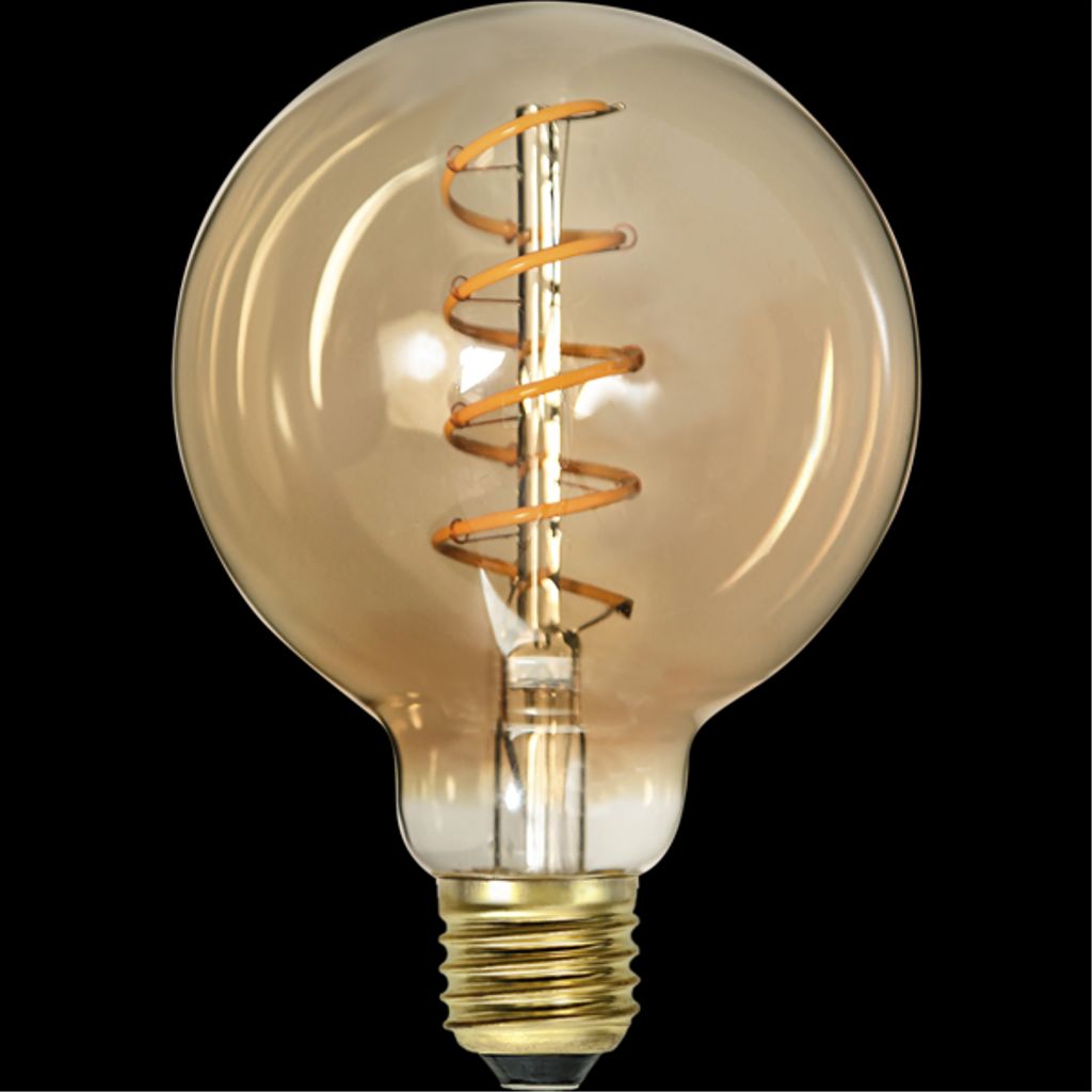 LED-lampa E27 G95 Decoled Spiral Amber