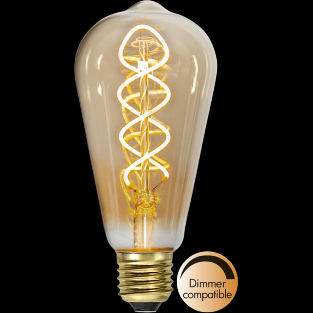 LED-lampa E27 ST64 Decoled Spiral Amber