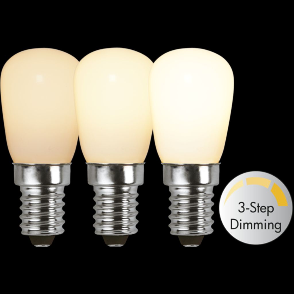 LED-lampe E14 ST26 Opak filament RA90 3-trinns