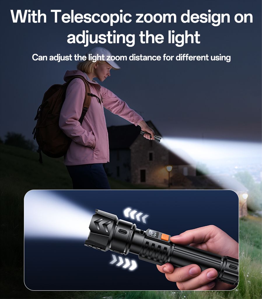 YESIDO TC10 oppladbar LED-lommelykt – svart