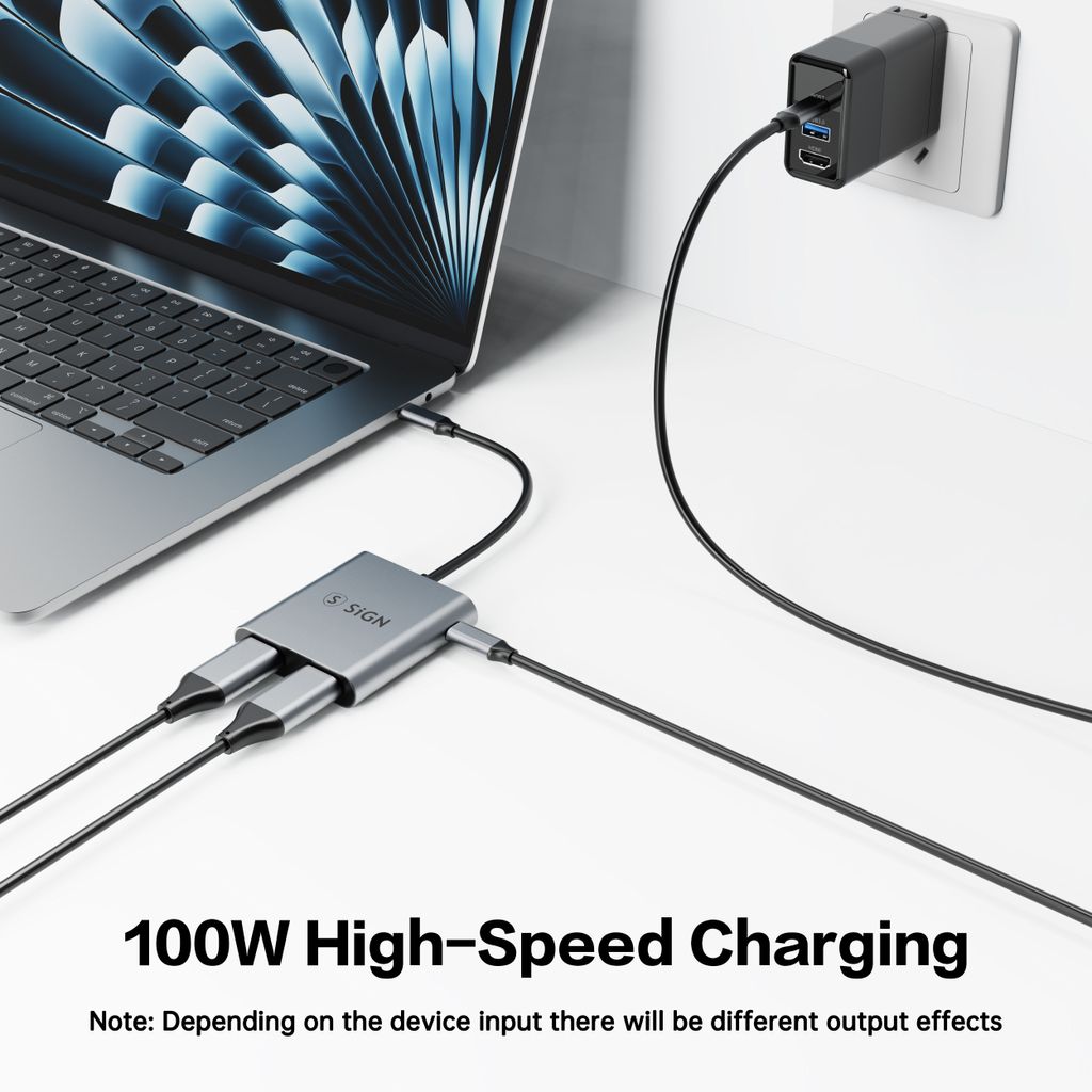 SiGN-adapter USB-C til 2x HDMI 2.0 og USB-C PD
